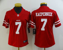 Women's Nike San Francisco 49ers #7 Colin Kaepernick Red Vapor Untouchable Authentic Stitched NFL Jersey