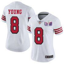 Women's Nike San Francisco 49ers #8 Steve Young White have the black outline With 2024 Super Bowl (LVIII ) patch Jersey