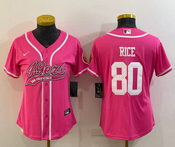 Women's Nike San Francisco 49ers #80 Jerry Rice Pink Joint Authentic Stitched baseball jersey