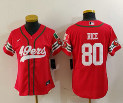 Women's Nike San Francisco 49ers #80 Jerry Rice Red Joint Mexico Authentic Stitched baseball jersey