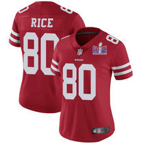 Women's Nike San Francisco 49ers #80 Jerry Rice Red With 2024 Super Bowl (LVIII ) patch Jersey