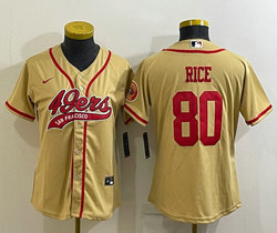 Women's Nike San Francisco 49ers #80 Jerry Rice Yellow Joint Authentic Stitched NFL Jerseys