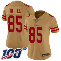 Women's Nike San Francisco 49ers #85 George Kittle 100th Season Inverted Legend Vapor Untouchable Authentic Stitched NFL jersey