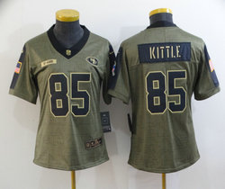Women's Nike San Francisco 49ers #85 George Kittle 2021 salute to service Authentic Stitched NFL Jersey
