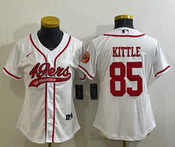 Women's Nike San Francisco 49ers #85 George Kittle White Joint Authentic Stitched baseball jersey