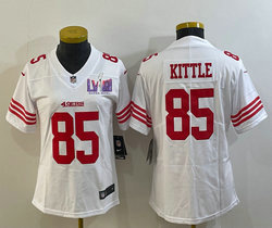 Women's Nike San Francisco 49ers #85 George Kittle White With 2024 Super Bowl (LVIII ) patch Jersey