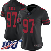 Women's Nike San Francisco 49ers #97 Nick Bosa 100th Season Black Vapor Untouchable With Team Patch Authentic Stitched NFL Jersey