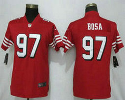Women's Nike San Francisco 49ers #97 Nick Bosa Red Rush 2019 NFL Draft First Round Pick Authentic Stitched NFL Jersey