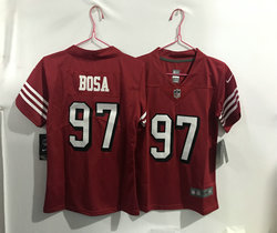 Women's Nike San Francisco 49ers #97 Nick Bosa Red have the black outline Authentic stitched NFL jersey