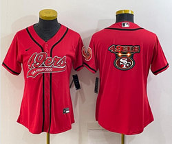 Women's Nike San Francisco 49ers Blank Red Joint Big Logo Authentic Stitched baseball jersey