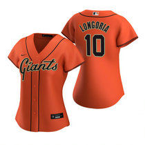 Women's Nike San Francisco Giants #10 Evan Longoria Orange Game Authentic Stitched MLB Jersey