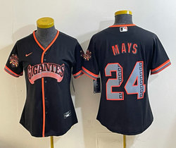 Women's Nike San Francisco Giants #24 Willie Mays Black 2026 Stadium Jersey
