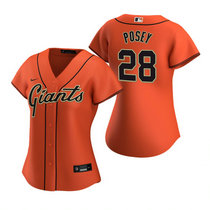 Women's Nike San Francisco Giants #28 Buster Posey Orange Game Authentic Stitched MLB Jersey