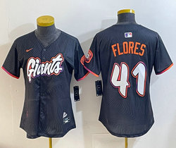 Women's Nike San Francisco Giants #41 Wilmer Flores Black 2(II) Joint Authentic Stitched MLB Jersey