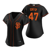Women's Nike San Francisco Giants #47 Johnny Cueto Black Game Authentic Stitched MLB Jersey