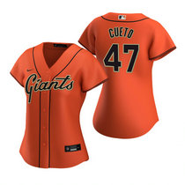 Women's Nike San Francisco Giants #47 Johnny Cueto Orange Game Authentic Stitched MLB Jersey