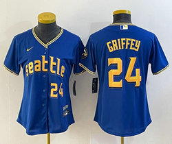 Women's Nike Seattle Mariners #24 Ken Griffey 2023 City Gold #24 on front Authentic Stitched MLB jersey