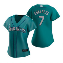 Women's Nike Seattle Mariners #7 Marco Gonzales Green Game Authentic Stitched MLB jersey