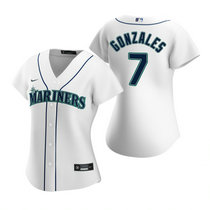 Women's Nike Seattle Mariners #7 Marco Gonzales White Game Authentic Stitched MLB jersey