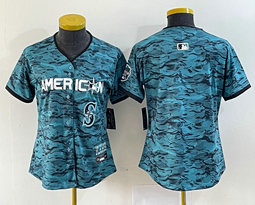 Women's Nike Seattle Mariners Blank Teal 2023 All-Star Logo in front Stitched Baseball Jersey