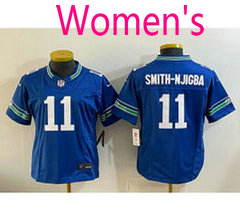 Women's Nike Seattle Seahawks #11 Jaxon Smith-Njigba Blue Throwback NFL Jersey