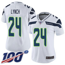 Women's Nike Seattle Seahawks #24 Marshawn Lynch 100th Season White Vapor Untouchable Authentic Stitched NFL Jersey