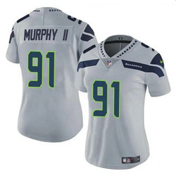 Women's Nike Seattle Seahawks #91 Byron Murphy II Gray 2024 Draft Vapor Untouchable Football Jersey