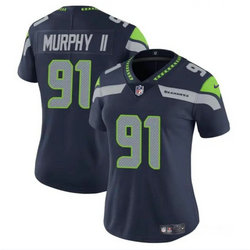 Women's Nike Seattle Seahawks #91 Byron Murphy II Navy 2024 Draft Vapor Untouchable Football Jersey
