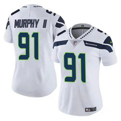 Women's Nike Seattle Seahawks #91 Byron Murphy II White 2024 Draft Vapor Untouchable Football Jersey