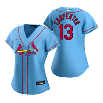 Women's Nike St.Louis Cardinals #13 Matt Carpenter Light Blue Game Authentic stitched MLB jersey