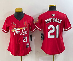 Women's Nike St.Louis Cardinals #21 Lars Nootbaar Red 2024 City Authentic stitched MLB jersey