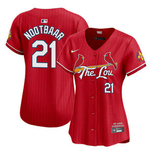 Women's Nike St.Louis Cardinals #21 Lars Nootbaar Red 2024 City Game Authentic stitched MLB jersey