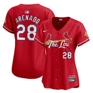 Women's Nike St.Louis Cardinals #28 Nolan Arenado Red 2024 City Game Authentic stitched MLB jersey