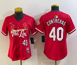 Women's Nike St.Louis Cardinals #40 Willson Contreras Red 2024 City Game Authentic stitched MLB jersey