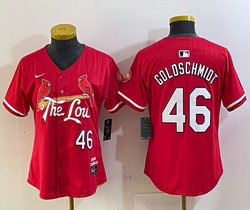 Women's Nike St.Louis Cardinals #46 Paul Goldschmidt Red 2024 City Game Authentic stitched MLB jersey