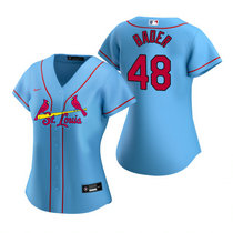 Women's Nike St.Louis Cardinals #48 Harrison Bader Light Blue Game Authentic stitched MLB jersey