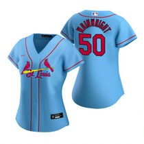Women's Nike St.Louis Cardinals #50 Adam Wainwright Light Blue Game Authentic stitched MLB jersey