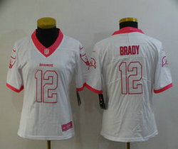 Women's Nike Tampa Bay Buccaneers #12 Tom Brady White Pink Rush Fashion NFL Jersey