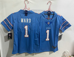 Women's Nike Tennessee Titans #1 Cameron Ward Light Blue 2026 Stitched NFL Jersey