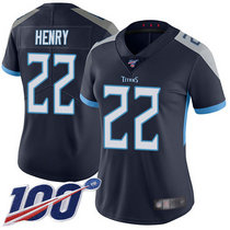Women's Nike Tennessee Titans #22 Derrick Henry 100th Season Navy Blue New Vapor Untouchable Authentic Stitched NFL Jersey
