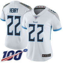 Women's Nike Tennessee Titans #22 Derrick Henry 100th Season White Vapor Untouchable Authentic stitched NFL jersey