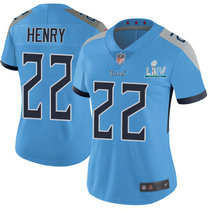 Women's Nike Tennessee Titans #22 Derrick Henry With 2020 Super Bowl LIV Patch Light Blue New Vapor Untouchable Limited Authentic Stitched NFL Jersey