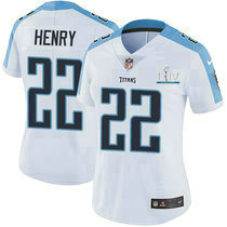 Women's Nike Tennessee Titans #22 Derrick Henry With 2020 Super Bowl LIV Patch White Vapor Untouchable Authentic stitched NFL jersey