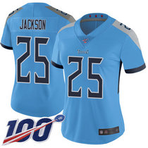 Women's Nike Tennessee Titans #25 Adoree' Jackson 100th Season Light Blue New Vapor Untouchable Authentic Stitched NFL Jersey