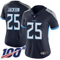Women's Nike Tennessee Titans #25 Adoree' Jackson 100th Season Navy Blue New Vapor Untouchable Authentic Stitched NFL Jersey