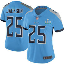 Women's Nike Tennessee Titans #25 Adoree' Jackson With 2020 Super Bowl LIV Patch Light Blue New Vapor Untouchable Limited Authentic Stitched NFL Jersey
