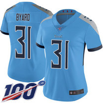 Women's Nike Tennessee Titans #31 Kevin Byard 100th Season Light Blue Vapor Untouchable Limited Authentic Stitched NFL Jersey
