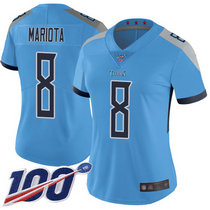 Women's Nike Tennessee Titans #8 Marcus Mariota 100th Season Light Blue New Vapor Untouchable Authentic Stitched NFL Jersey