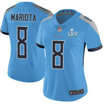 Women's Nike Tennessee Titans #8 Marcus Mariota With 2020 Super Bowl LIV Patch Light Blue New Vapor Untouchable Authentic Stitched NFL Jersey