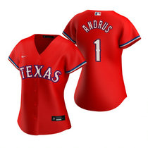 Women's Nike Texas Rangers #1 Elvis Andrus Red Game Authentic Stitched MLB jersey